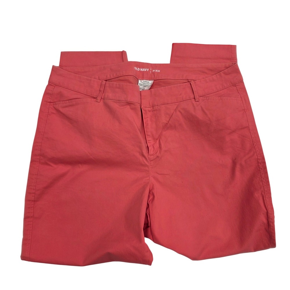 Old Navy Pixie Chino Pants Coral Pink Mid Rise Ankle Slim Straight 16 Regular